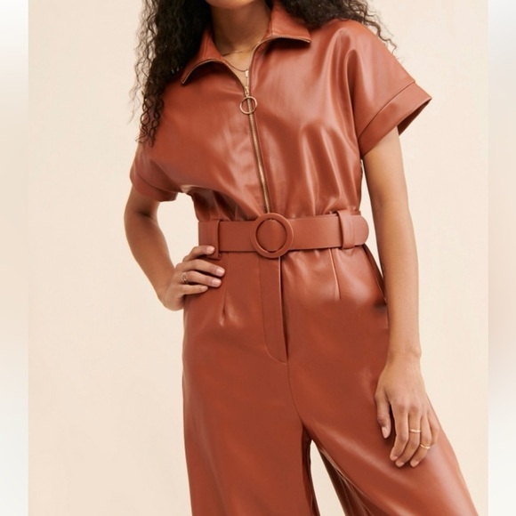 Anthropologie Hutch Vegan Leather Jumpsuit - Picture 3 of 7